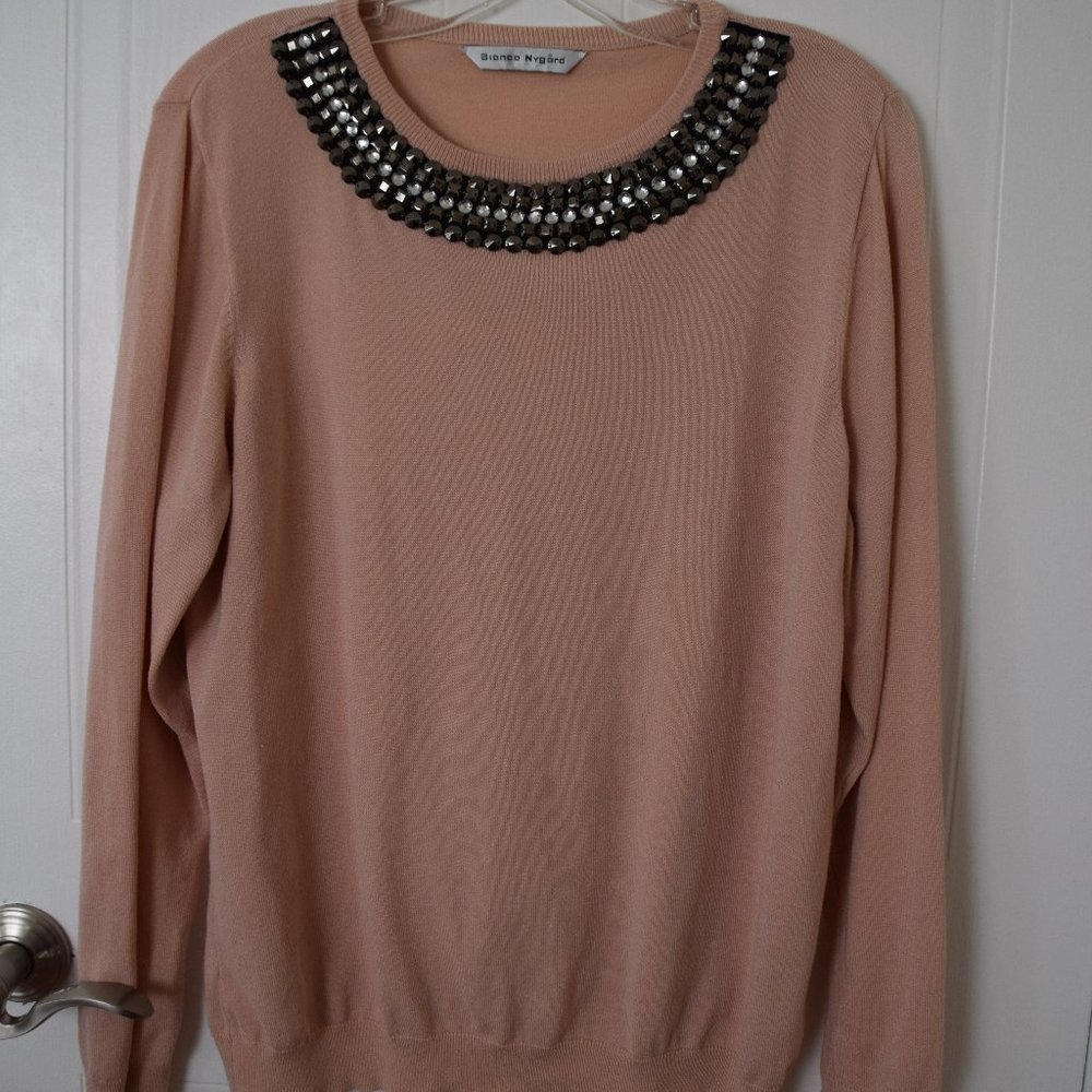 Nygard Pink Jewel Collar Sweater - Size 16